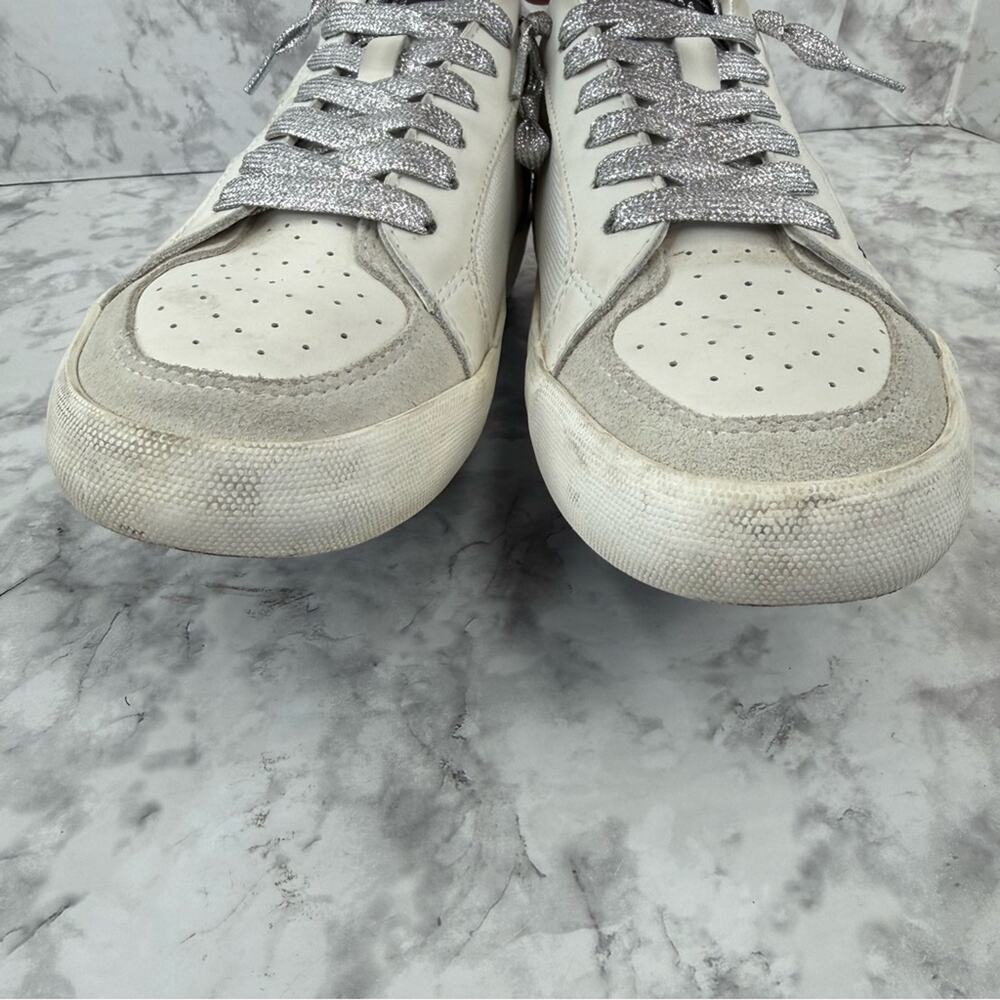 VINTAGE HAVANA Kenna Croc Embossed Leather Sneaker In White/grey/pink Pop Sz 8 - Picture 12 of 16
